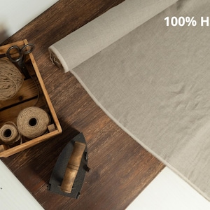 Natural Undyed Hemp Fabric by Yard – Medium Weight 213gsm Natural Fabric for Clothing, Curtains, Home Textile