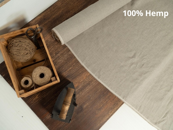 Natural Undyed Hemp Fabric by Yard – Medium Weight 213gsm Natural Fabric for Clothing, Curtains, Home Textile
