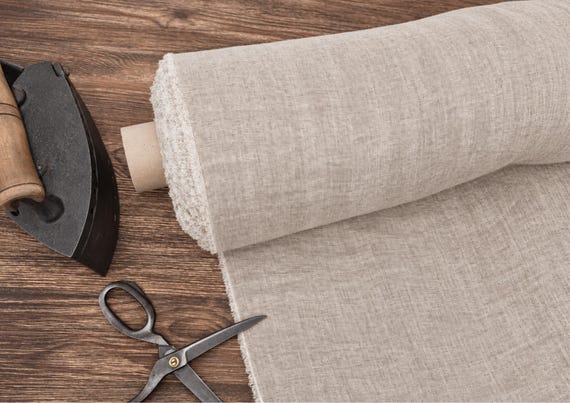 Natural Undyed Linen Gauze Fabric by Yard, Lightweight 95 GSM Semi Sheer Linen, 60 Inch Wide Fabric for Curtains and Clothing