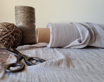 Linen fabric gauze light beige, Sheer cheesecloth linen fabric, Fabric by the yard or meter