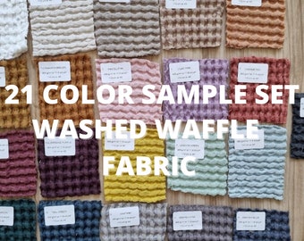 Linen fabric samples waffle linen 21 color, swatches - various types