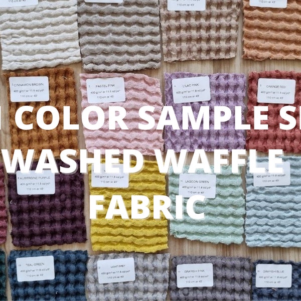 Linen fabric samples waffle linen 21 color, swatches - various types