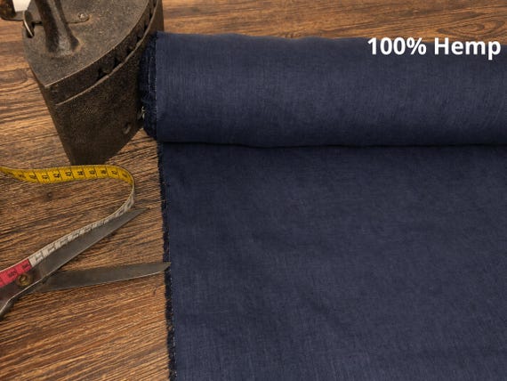 Iris Blue Hemp Fabric by Yard, Lightweight 155 GSM Hemp Fabric, 100% Hemp Material for Clothing, Shirts, Dresses and Curtains
