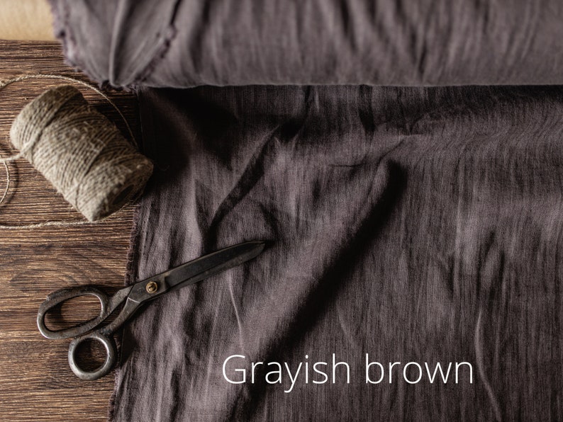 Linen fabric Latte brown, Organic flax fabrics, Fabric by the yard or meter Grayish Brown