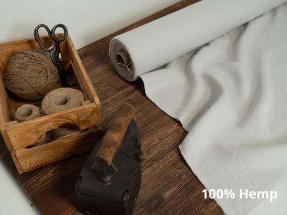 Light Gray Hemp Fabric by Yard – Medium Weight 213gsm Natural Fabric for Clothing, Curtains, Home Textile