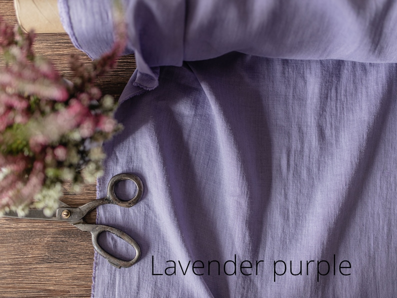 Linen fabric lavender purple, Washed softened flax fabrics, Fabric by the yard or meter Lavender purple