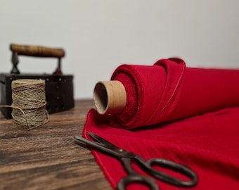 Poppy rode linnen stof, Organische vlas stoffen, Stof op maat of meter gesneden