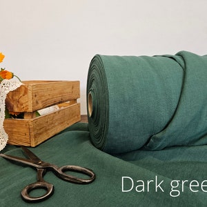 Linen fabric EXTRA WIDE natural undyed, 118 inches or 3 meter wide fabric, Bedding and curtain linen fabric Dark Green