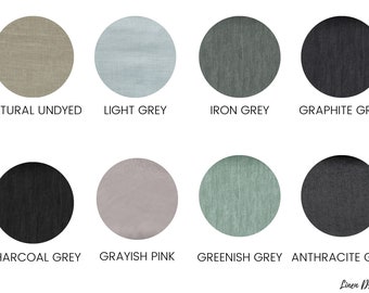 Linen fabric grey tones, Fabric by the yard or meter, Softened washed flax fabric gray shades