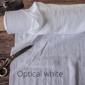 Tela de lino blanco leche, Tela cortada a medida o metro, Tela de lino suavizada lavada en blanco Optical White
