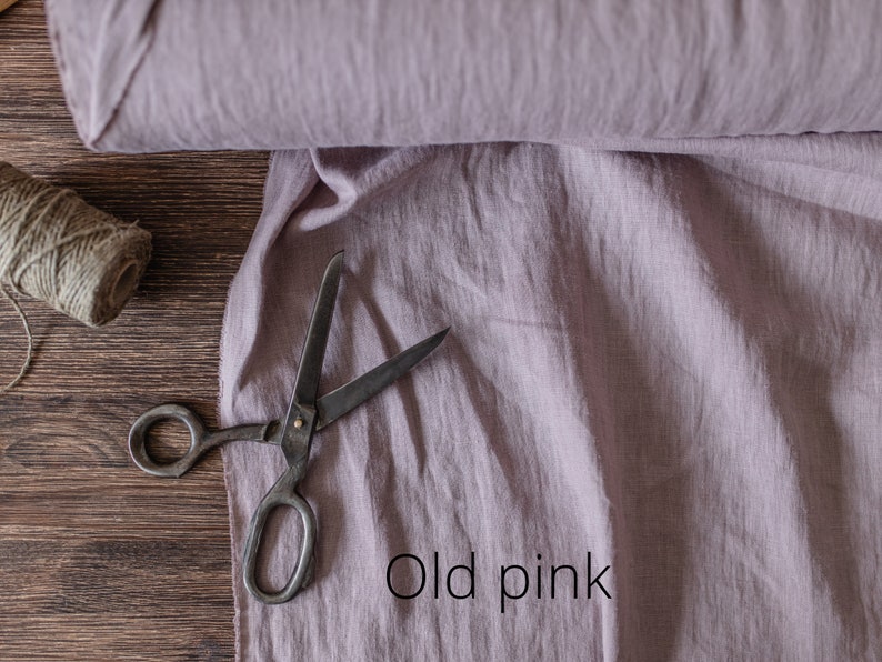 Linen fabric plum purple, Washed softened flax fabrics, Fabric by the yard or meter Old Pink