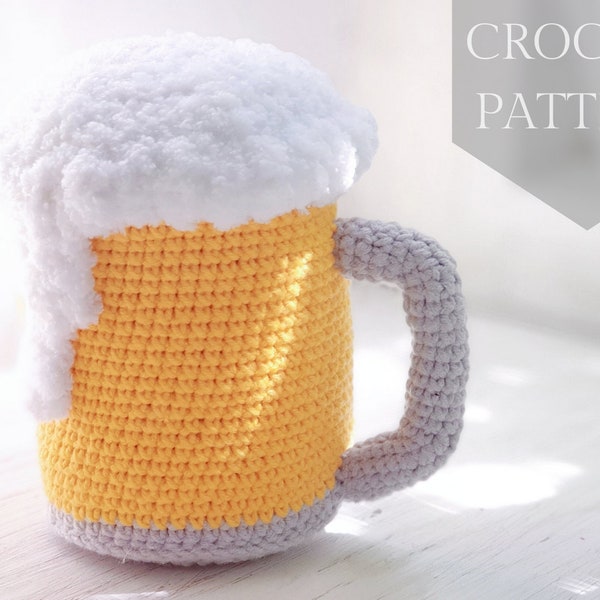 Patrón de crochet Tazas de cerveza decoración divertida / Tutorial de descarga instantánea