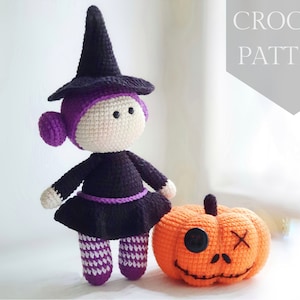 Crochet pattern Halloween Pumpkin + Witch PDF / Instant Download tutorial