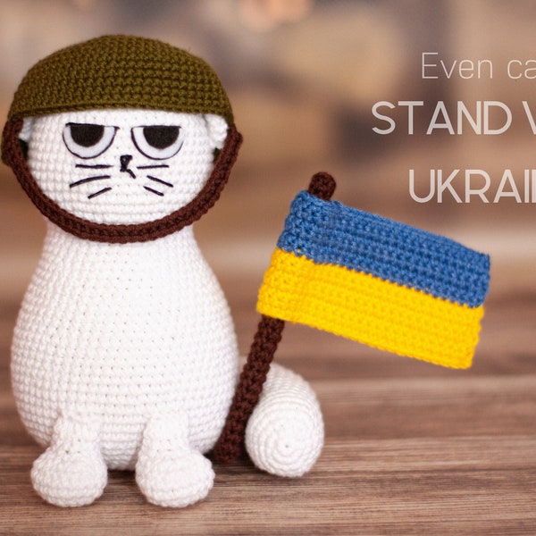 Crochet patterns amigurumi Ukrainian Cat with flag of Ukraine PDF / Instant Download tutorial