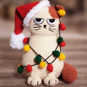Crochet patterns christmas amigurumi Christmas Cat tree US, Germany, Spanish, Italian, Portuguese PDF / Instant Download tutorial image 1