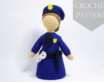 Modèles au crochet peluche amigurumi Poupée police PDF / Tutoriel à téléchargement immédiat