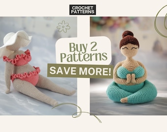 Crochet Pattern for Amigurumi Set: Plus-Size Vacation Lady and Yogi Girl Crochet Project for Home Decor / Instant Download