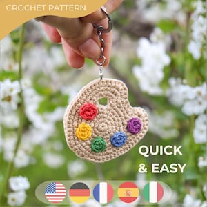 Crochet Pattern Artist Palette Keychain, Amigurumi Painter Palette PDF Tutorial, Rainbow Art Teacher Gift Idea, Miniature Crochet Ornament