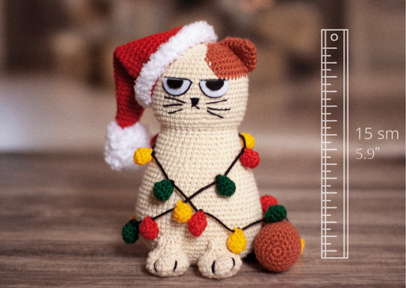 Crochet patterns christmas amigurumi Christmas Cat tree US, Germany, Spanish, Italian, Portuguese PDF / Instant Download tutorial image 2