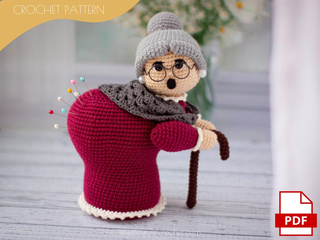 Granny/grandma Crochet Pattern Amigurumi Pin Cushion En, Es, It, Fr, Pt, De DIY Crochet Project for Home Decor / Instant Download - Etsy Granny/grandma Crochet Pattern Amigurumi Pin Cushion En, Es, It, Fr, Pt, De DIY Crochet Project for Home Decor / Instant Download - Etsy