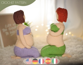 Crochet Pattern Mommy-to-Be Amigurumi for Home Decor En, Fr, It, Es, De | Pregnant Mom Tutorial PDF / Instant Download