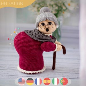 Grandma/Grandma Häkelanleitung Amigurumi Nadelkissen En, Es, It, Fr, Pt, De - DIY Häkelprojekt für die Dekoration des Hauses