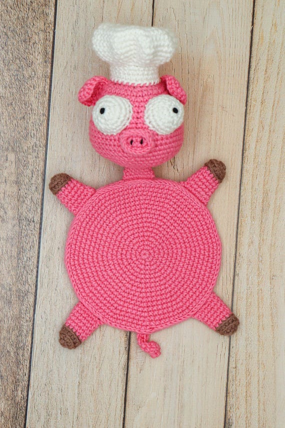 Funny Splat Pig Crochet Coaster Pattern, Amigurumi Pig Placemat