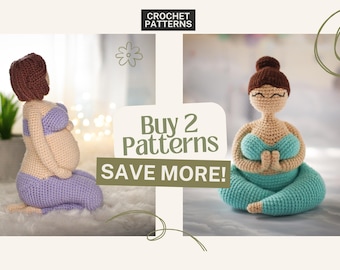 Crochet Patterns: Yogi Girl and Mommy-to-Be | Amigurumi Doll PDF | Relaxation and Pregnancy Gift | DIY Crochet Home Decor / Instant Download