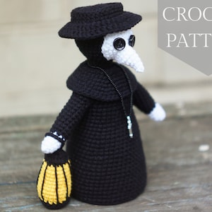 Crochet patterns amigurumi stuffed Plague Doctor + Candlestick lamp PDF / Instant Download tutorial
