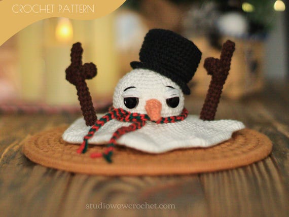 Melting Snowman Amigurumi Crochet Pattern – Fun DIY Winter Decor, Christmas Handmade Gift Idea PDF / Instant Download tutorial