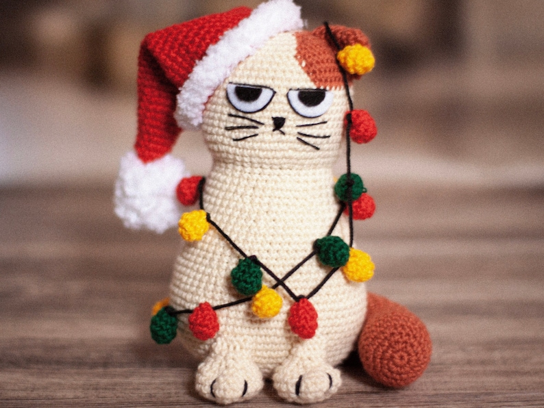 Crochet patterns christmas amigurumi Christmas Cat tree US, Germany, Spanish, Italian, Portuguese PDF / Instant Download tutorial image 1