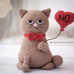 Crochet patterns Cat in love Valentine's gift amigurumi US, Germany, Spanish, Portuguese, Italian PDF / Instant Download tutorial