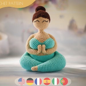 Crochet Pattern for Amigurumi Yogi Girl Plus Size Us, It, Es, Pt, Fr, De DIY Crochet Project for Home Decor / Instant Download