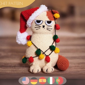 Crochet patterns christmas amigurumi Christmas Cat tree US, Germany, Spanish, Italian, Portuguese  PDF / Instant Download tutorial