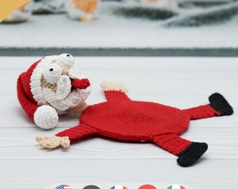 Funny Christmas Splat Santa Coaster Crochet Pattern PDF, Amigurumi Santa Mug Rug Holiday Decor, DIY Crochet Christmas Gift Idea