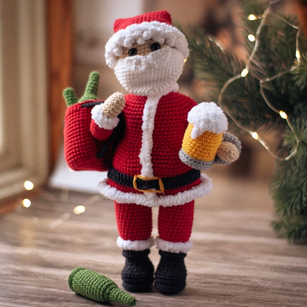 Crochet patterns christmas amigurumi Christmas Beer Santa PDF / Instant Download tutorial