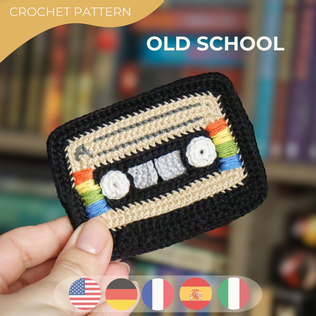 Crochet 3D Cassette Pattern - Retro Music Tape Keychain DIY