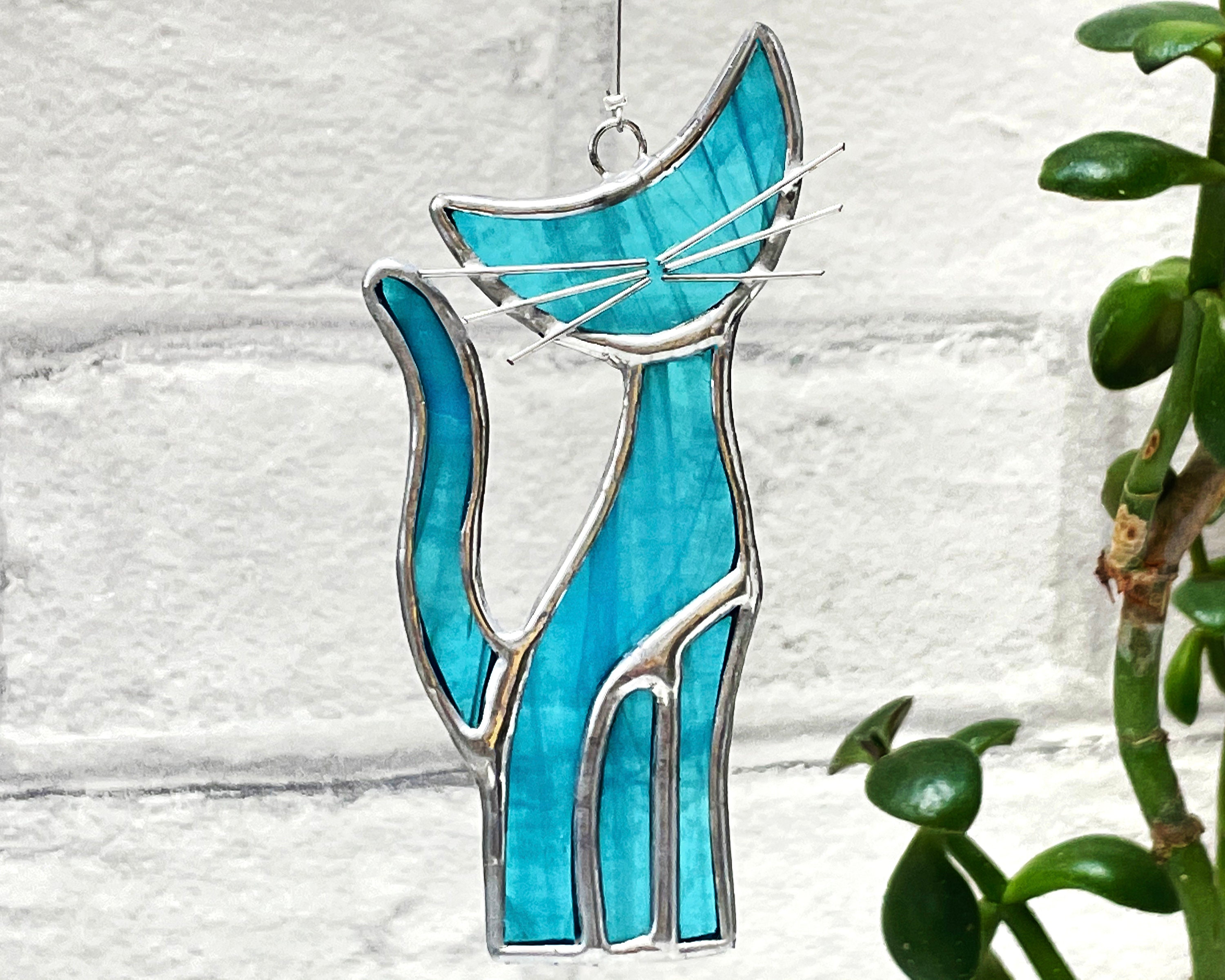 Stained Glass Cat Suncatcher 3.5-inch Tall Window Hanging - Etsy UK