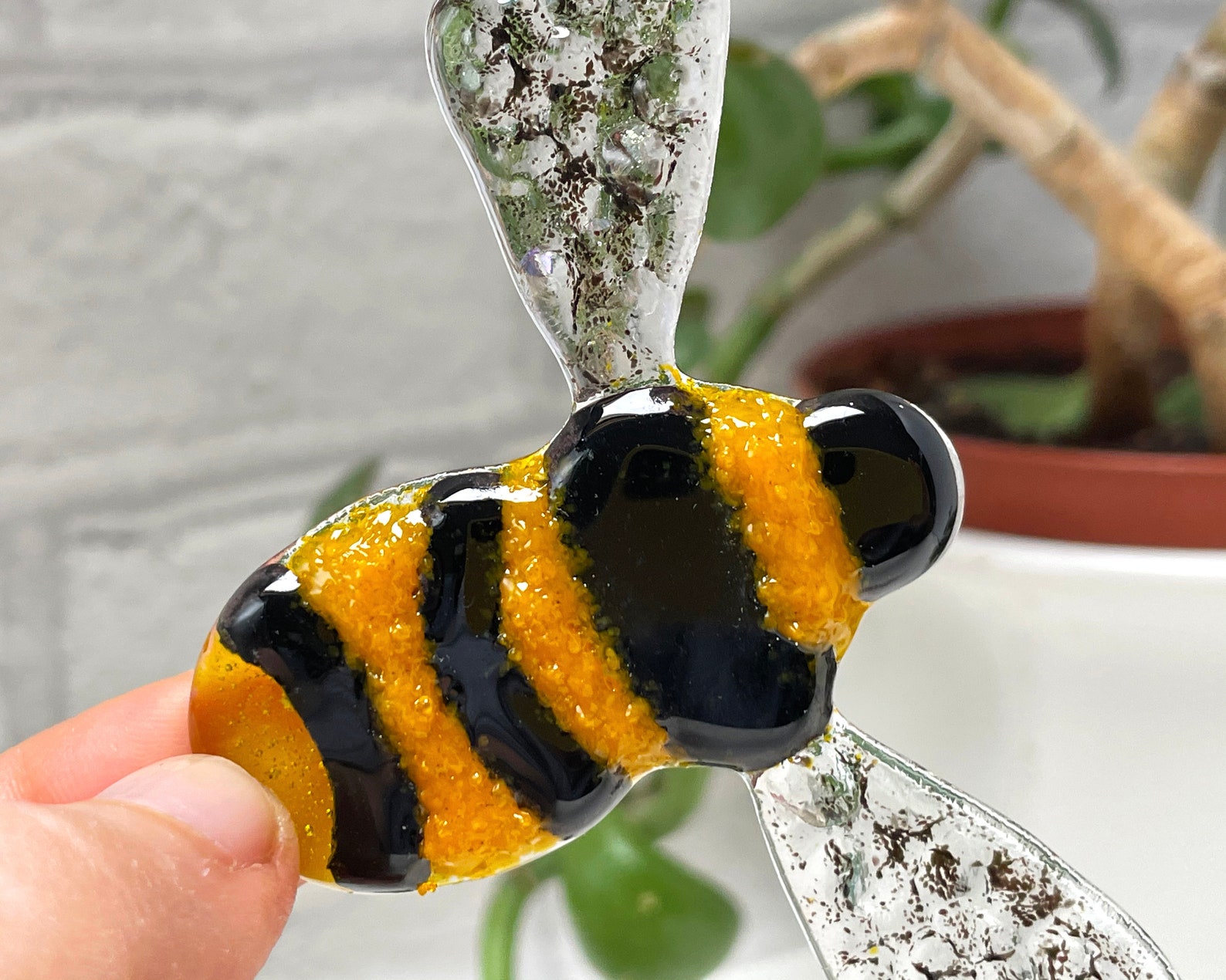 Fused Glass Bee Suncatcher handmade glass art window hanging Etsy
