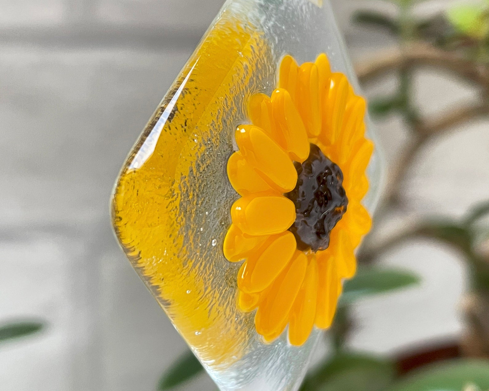 Fused Glass Sunflower Keepsake Handmade Glass Artwork Etsy