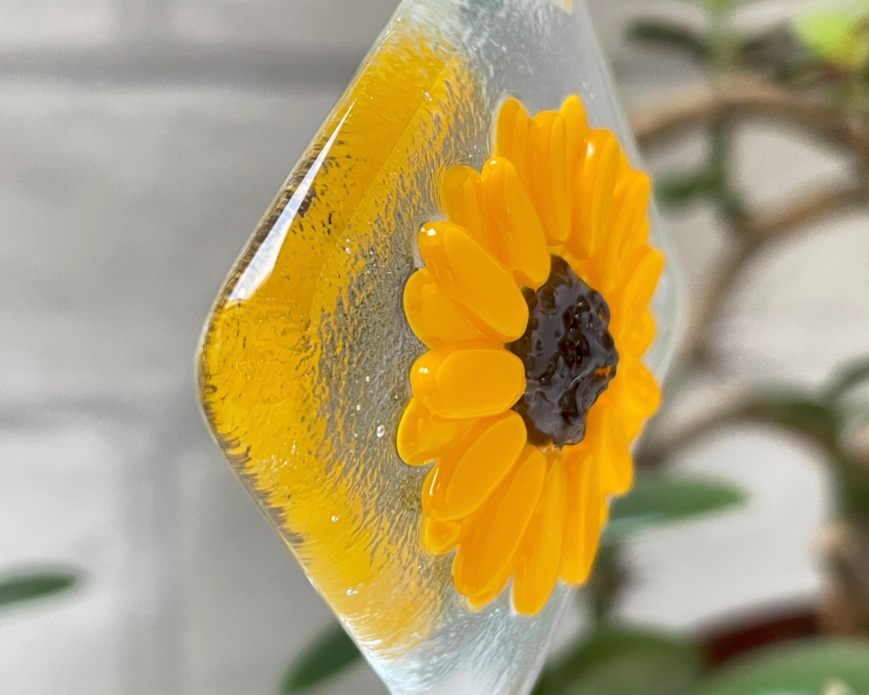 Fused Glass Sunflower Keepsake Handmade Glass Artwork Etsy UK
