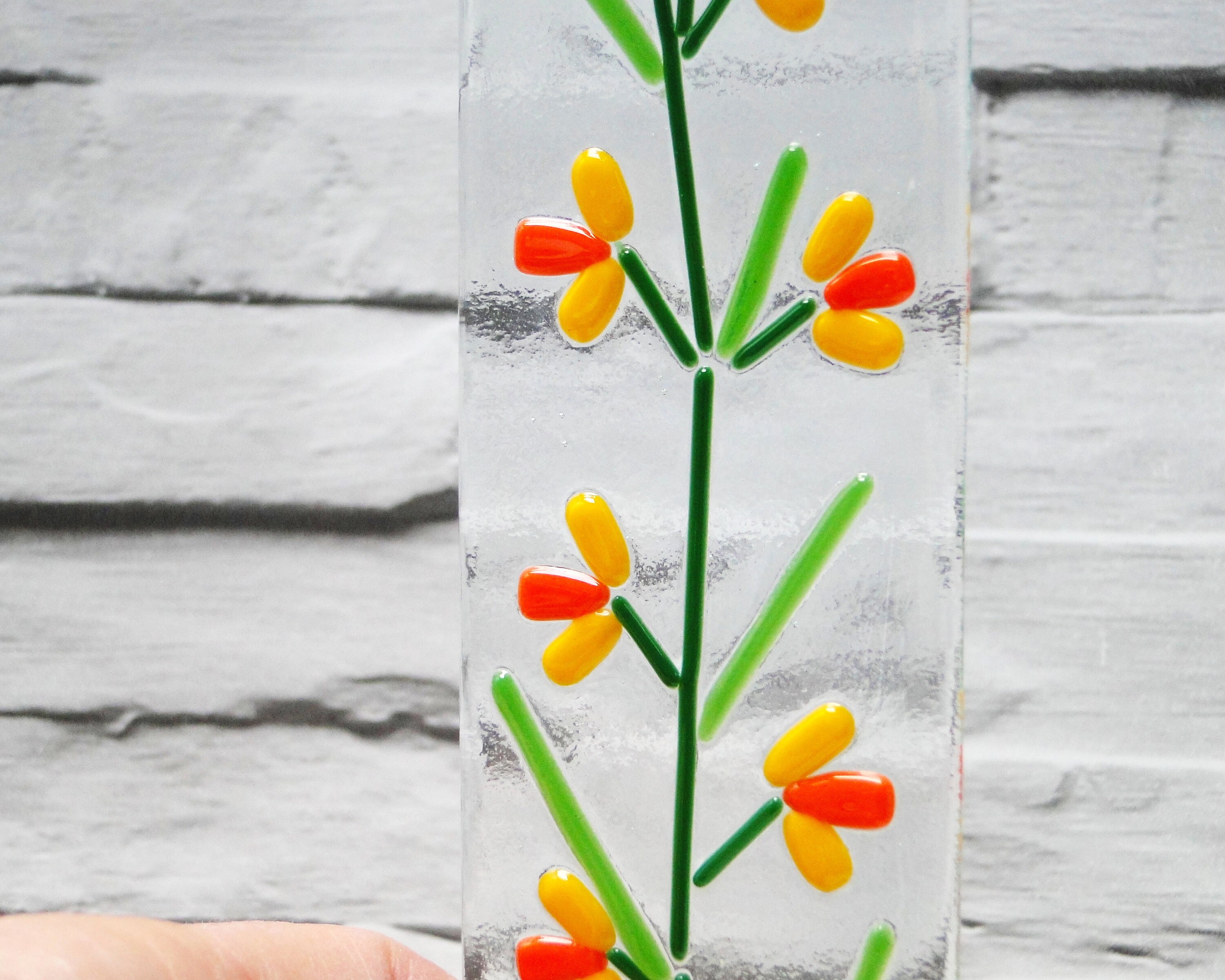 Fused Glass Daffodil Suncatcher With Bee Handmade Glass Art Etsy UK