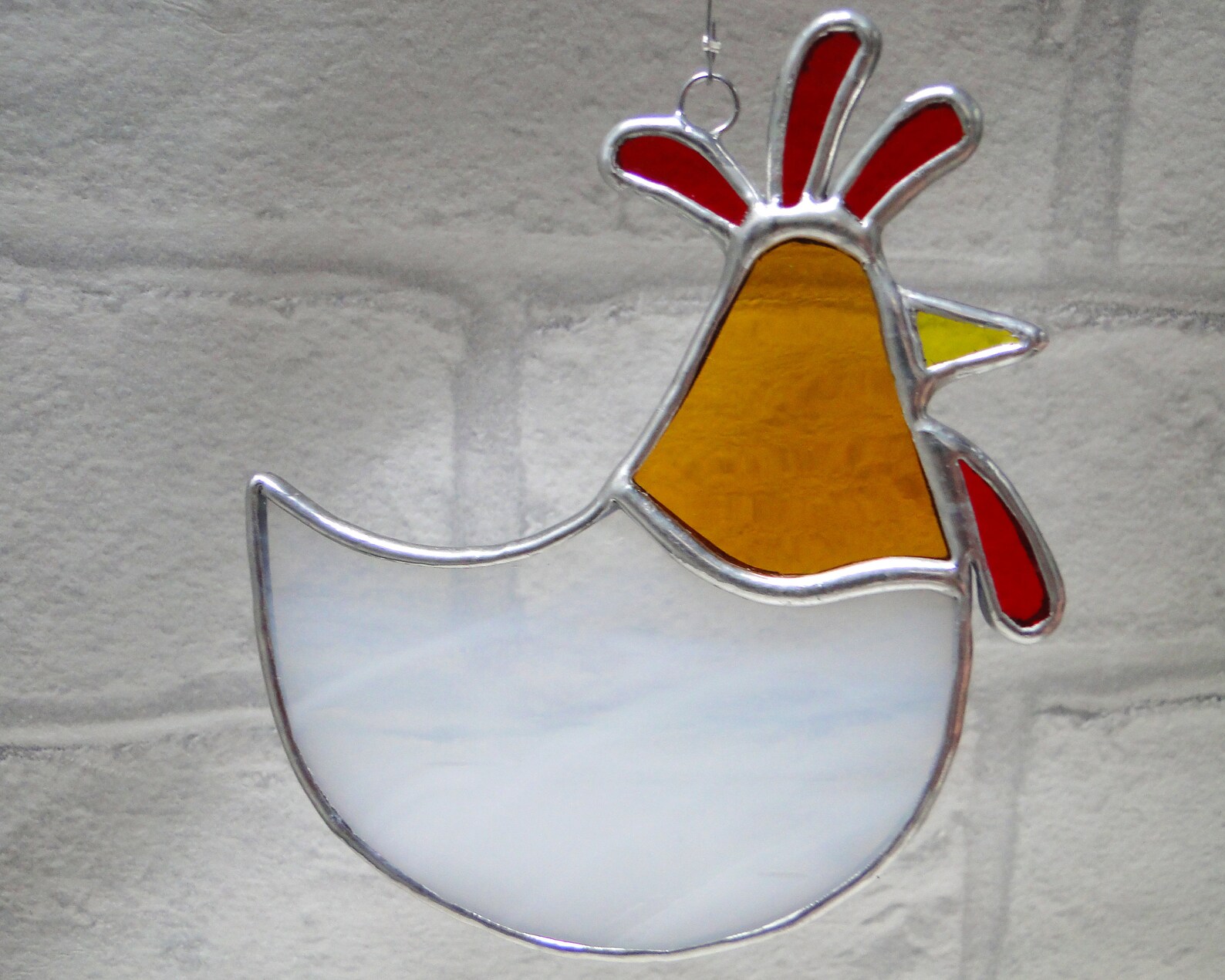 Stained Glass Rooster Suncatcher Handmade Glass Art Window Etsy