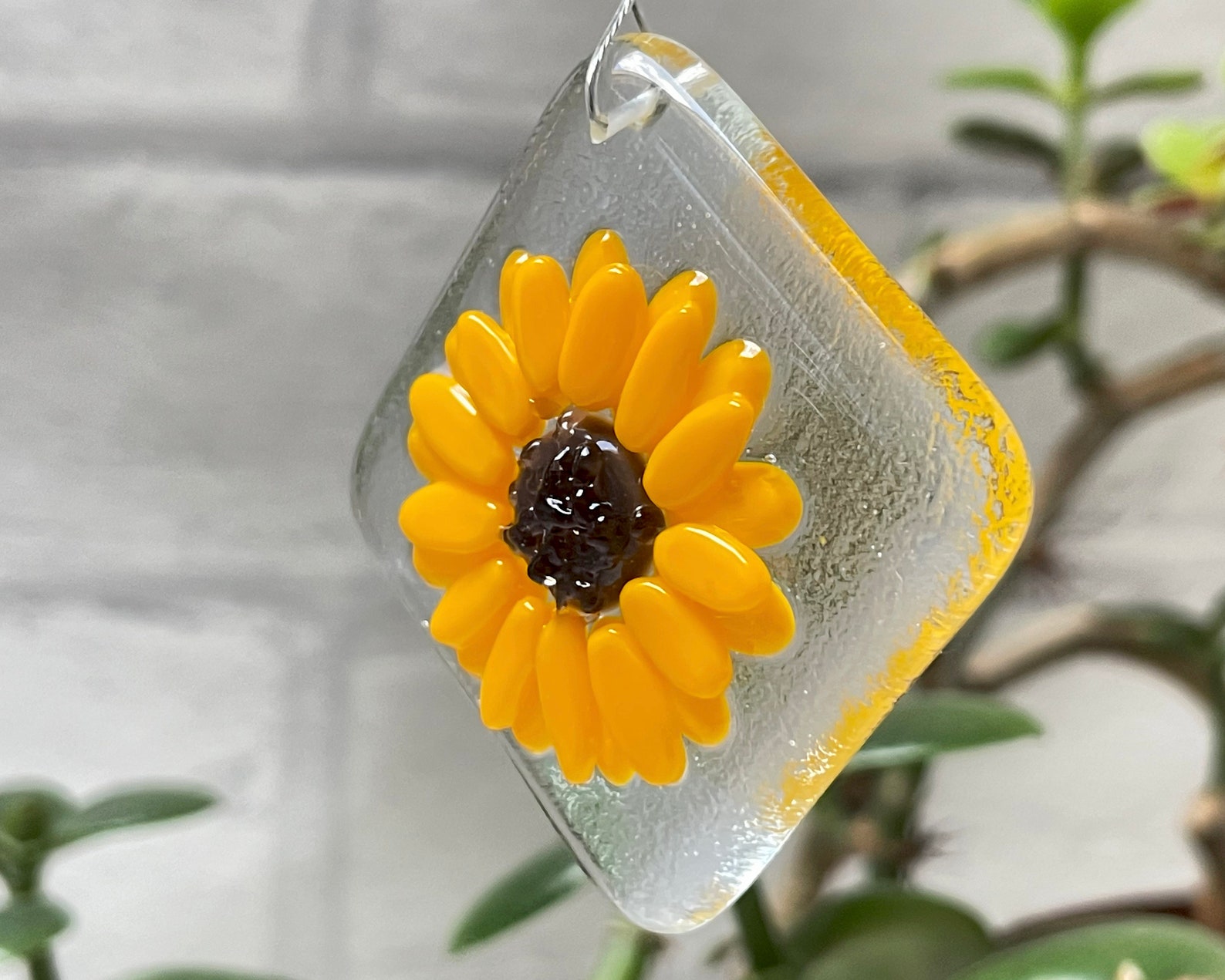 Fused Glass Sunflower Keepsake Handmade Glass Artwork Etsy