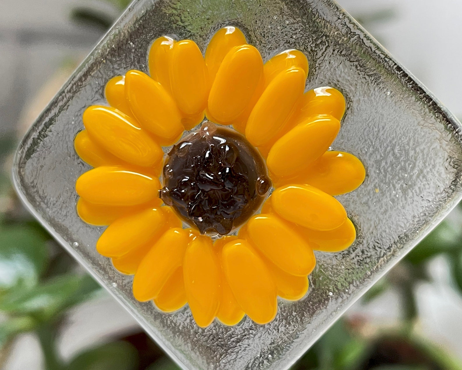 Fused Glass Sunflower Keepsake Handmade Glass Artwork Etsy