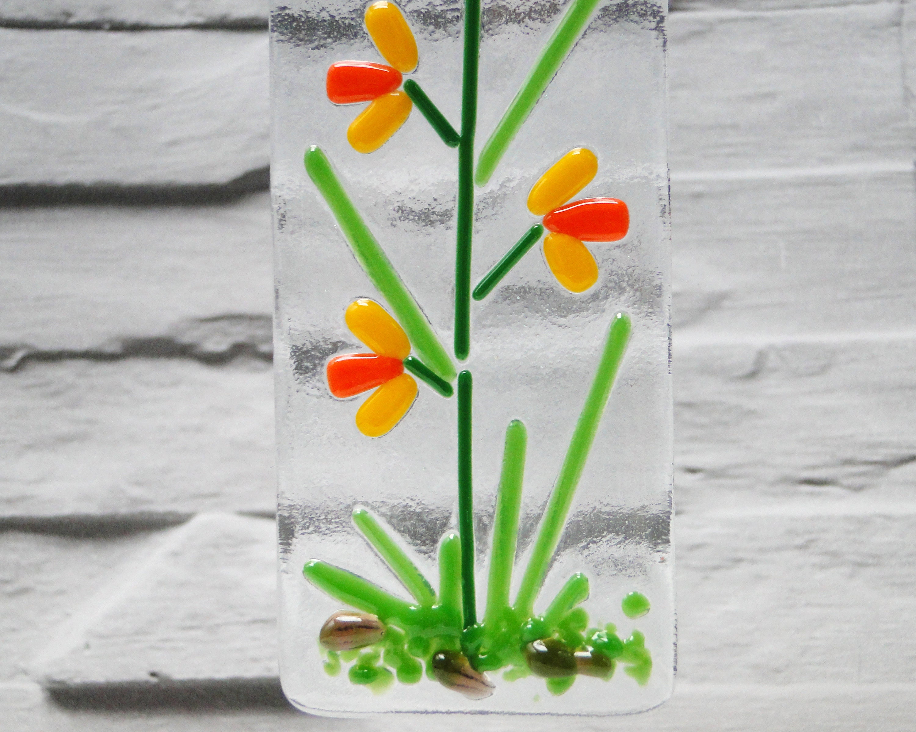Fused Glass Daffodil Suncatcher With Bee Handmade Glass Art Etsy UK