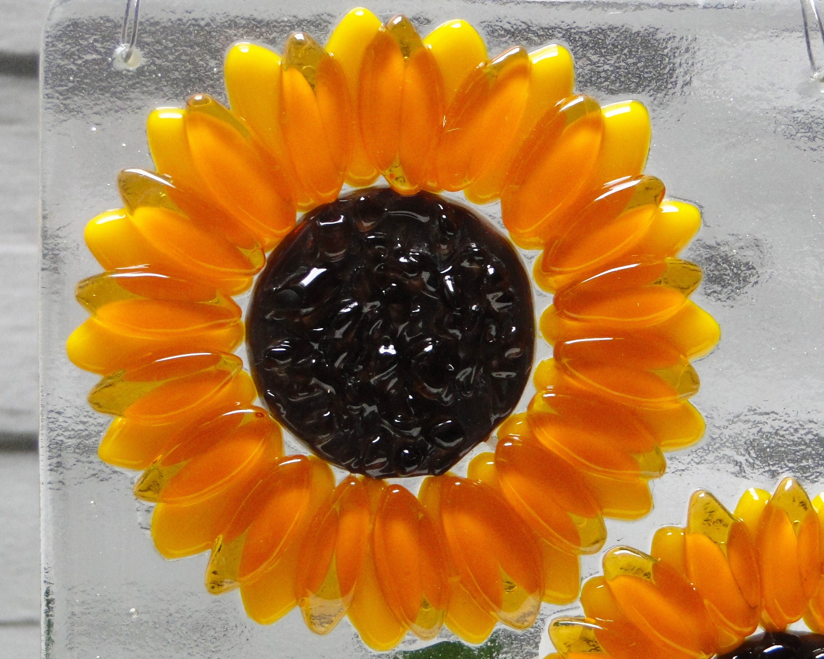 Fused Glass Sunflower Suncatcher 4inch square handmade Etsy