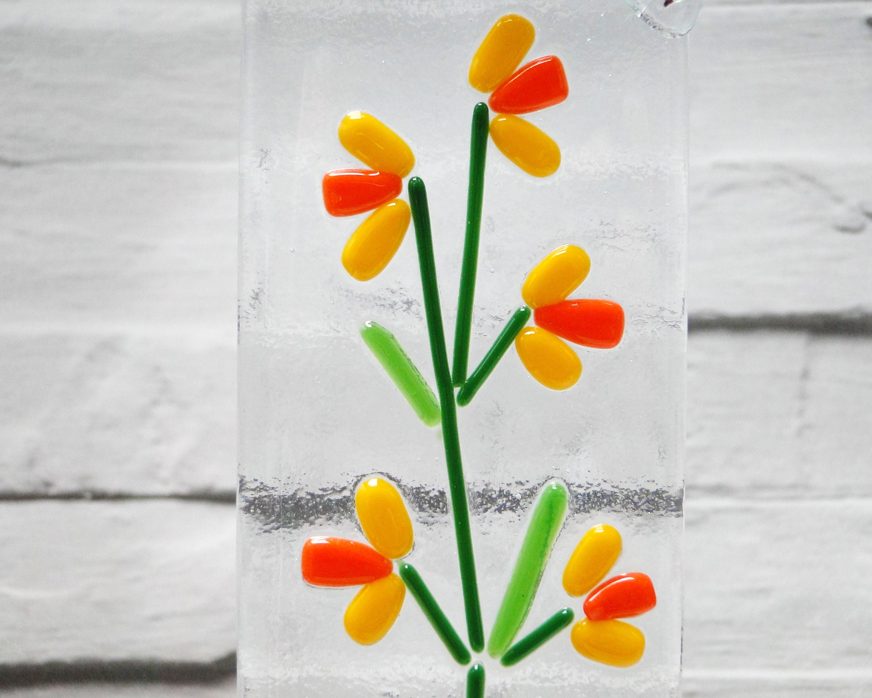 Fused Glass Daffodil Suncatcher With Bee Handmade Glass Art Etsy UK