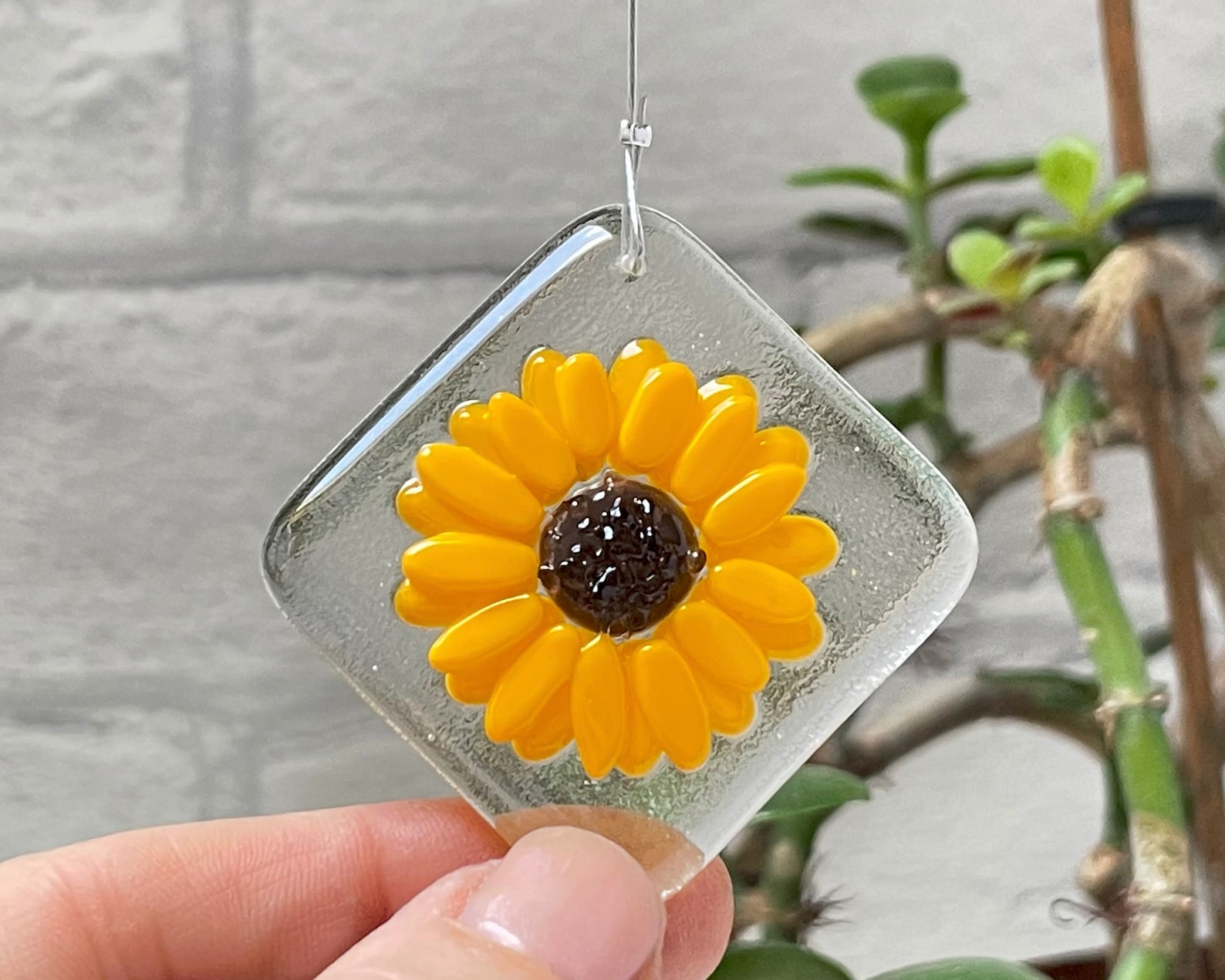 Fused Glass Sunflower Keepsake Handmade Glass Artwork Etsy