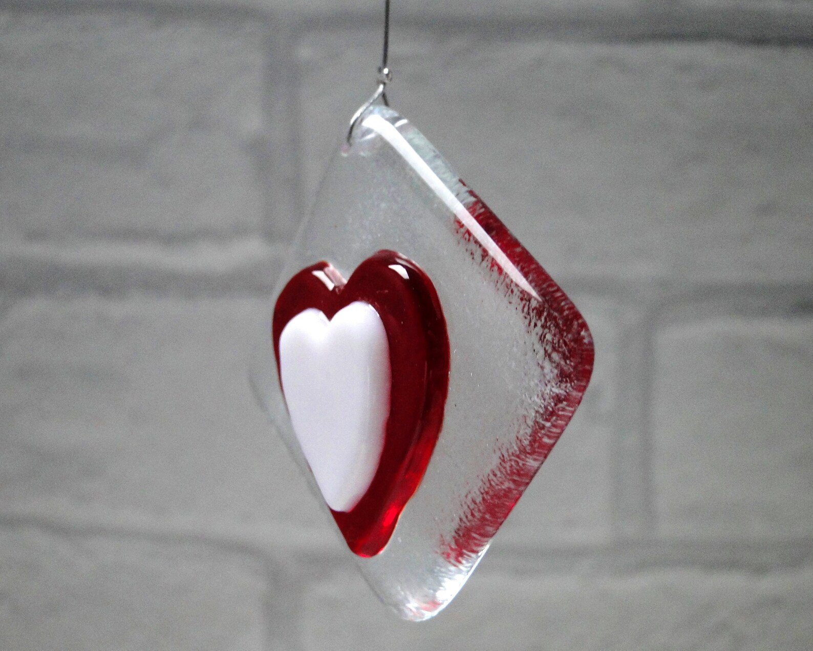 Fused Glass Heart Keepsake Gift for Her Hanging Decoration Etsy